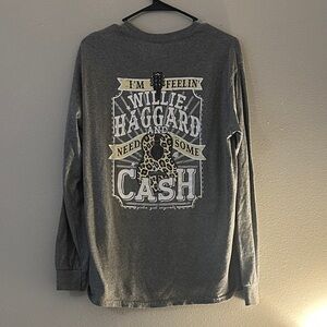 Willie Haggard Graphic Long Sleeve Shirt - Gray